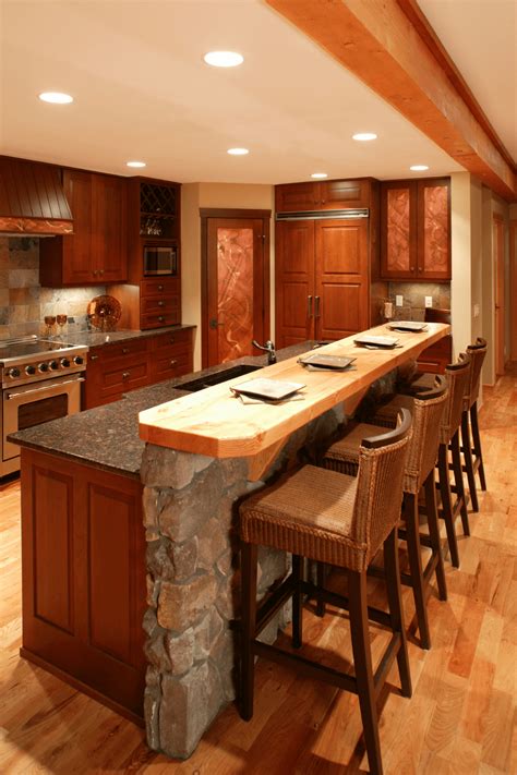 Rustic 2 tier Kitchen Island with Breakfast Bar and Granite Top | Kitchen bar design, Luxury ...