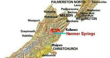 Hanmer Springs travel: hanmer springs map travelling times New Zealand map