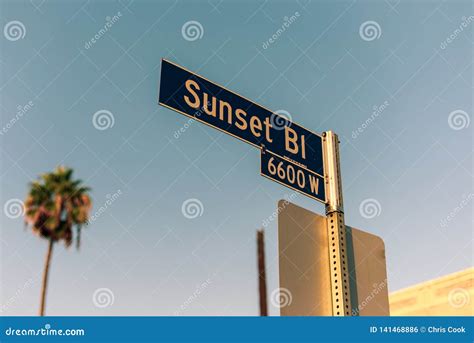 The Sunset Boulevard Sign in LA Stock Photo - Image of clean, blue ...