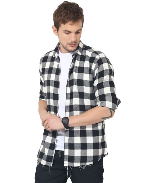 Black & white checks casual shirt by Green Hill | The Secret Label