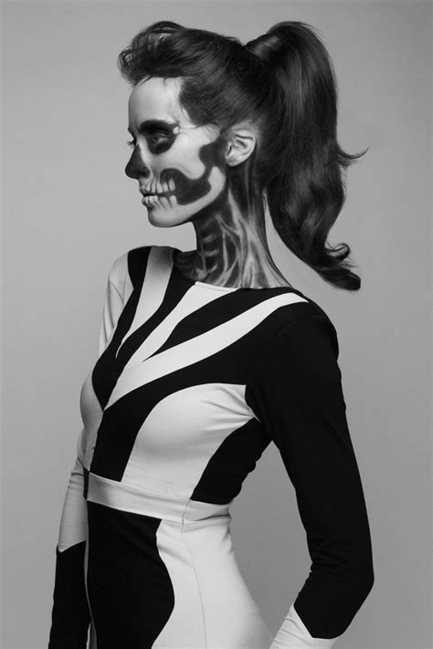 Skeleton Makeup Transforms Model into Hauntingly, Alluring Beauty