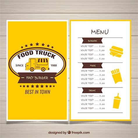 Free Vector | Classic food truck menu with vintage style