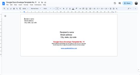 Google Docs Envelope Template [All Sizes]