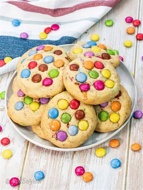 Super Soft Smarties Cookies Recipe - JustSoYum