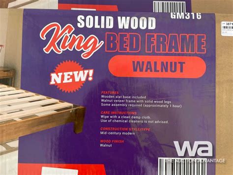 (UN-USED) WALNUT SOLID WOOD KING BED FRAME