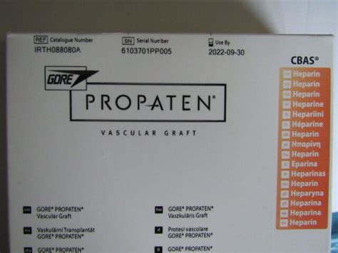 New GORE Ref: IRTH088080A Propaten Vascular Graft Integrated Ring Thin Wall Heparin 8mm x 80cm ...