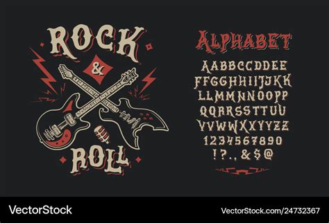 Font rock n roll Royalty Free Vector Image - VectorStock