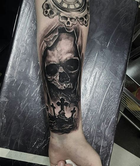 Skull tattoo - arrethai | Skull sleeve tattoos, Cool tattoos for guys ...