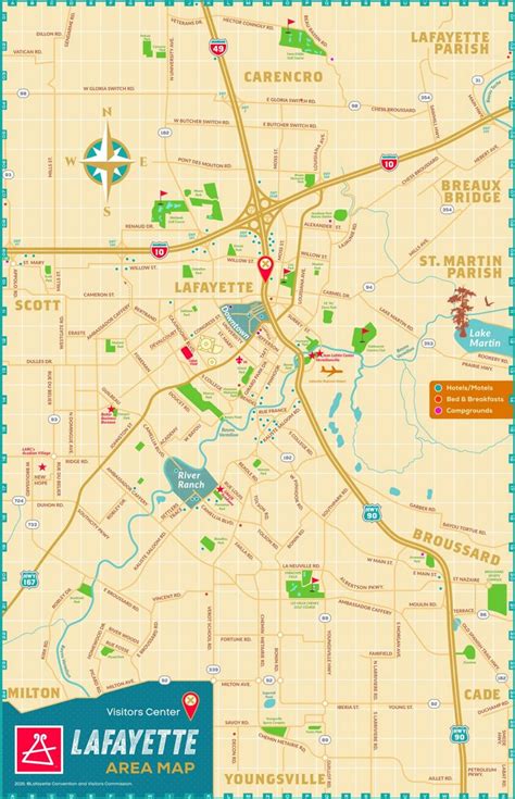 Lafayette LA Tourist Map - Ontheworldmap.com