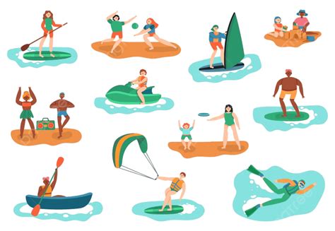 Outdoor Activity Vector Art PNG, Sea Outdoor Activities Activity Sport ...