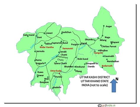 go2india.in : Uttarkashi district map of Uttarkhand state visiting places tourist guide