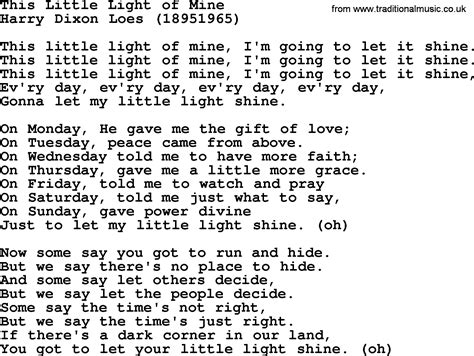 Most Popular Church Hymns and Songs: This Little Light Of Mine - Lyrics ...