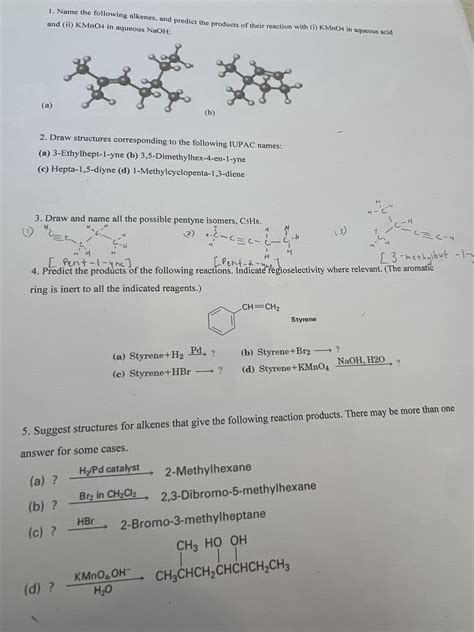 Answered: 1. Name the following alkenes, and… | bartleby