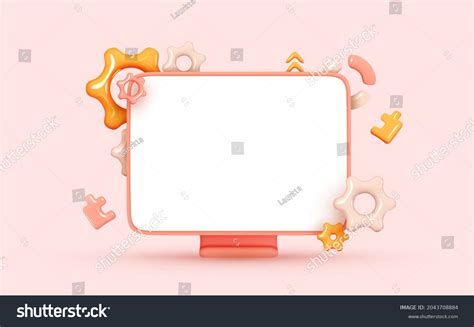 Mock Desktop Computer Screen Device Mockup Stock Vector (Royalty Free ...