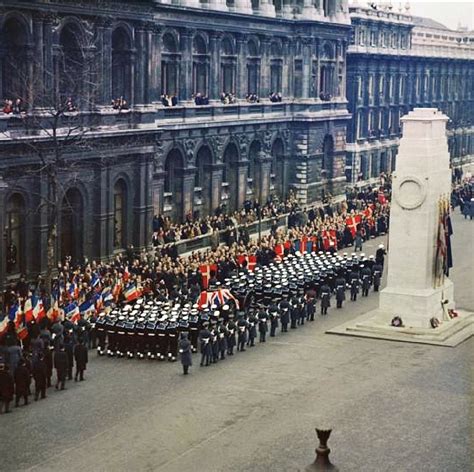 Sir Winston Churchill died on January 24, 1965. He was accorded a State Funeral. Here his coffin ...