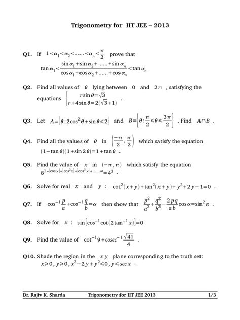 Trigonometry For IIT JEE | PDF | Trigonometric Functions | Sine