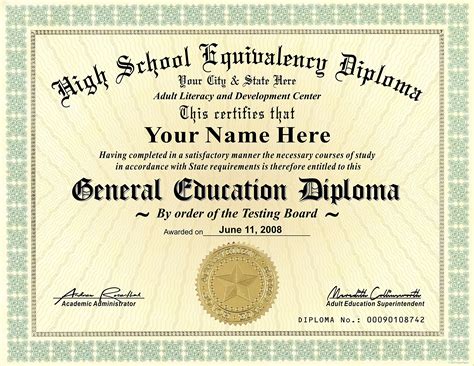 Buy GED Diploma - General Education High School Diploma - Personalized with Your Info - Premium ...