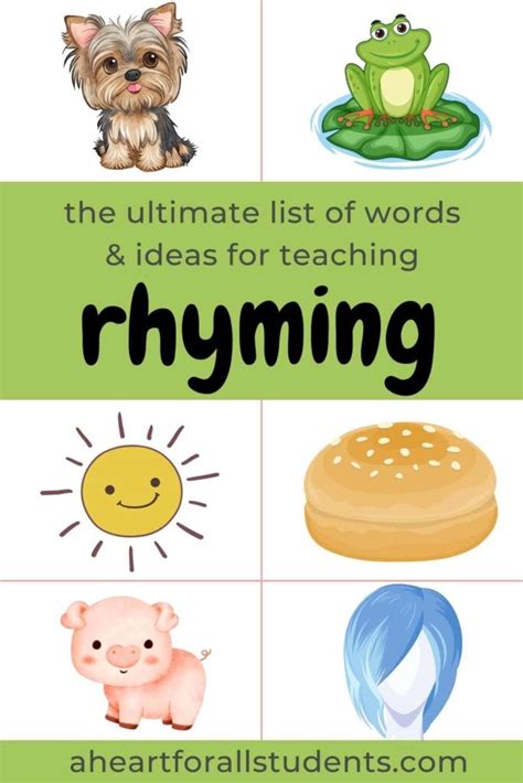 Teach Kids to Rhyme and Read with a Rhyming Words List - A Heart For All Students