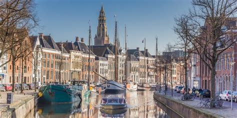 Panorama of a Cruiseboat in a Canal in Groningen Editorial Image - Image of cruiseboat, center ...