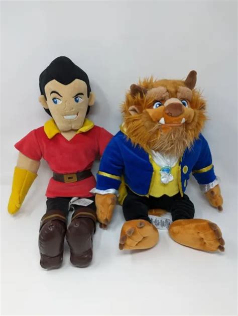 DISNEY STORE GASTON & Beast Plush Beauty and the Beast Bundle x2 Soft ...