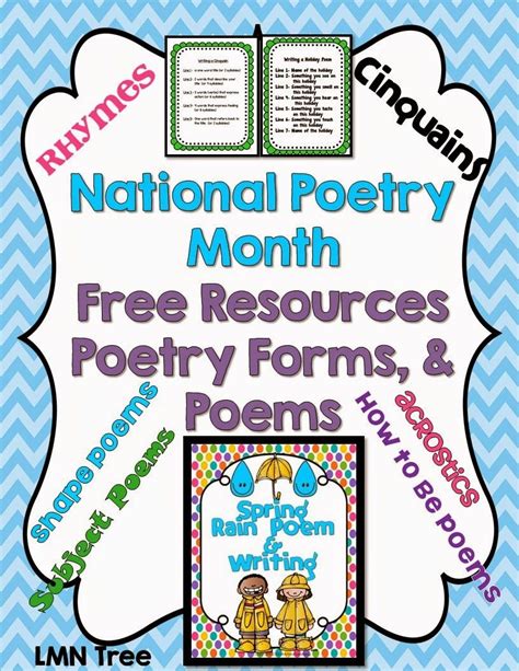 LMN Tree: National Poetry Month Free Resources- Lots of great ideas for adding poetry in your ...