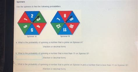 Solved Spinners Use the spinners to find the following | Chegg.com