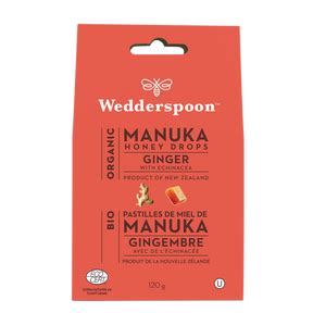 Wedderspoon Organic Manuka Honey Drops Ginger, 120 g