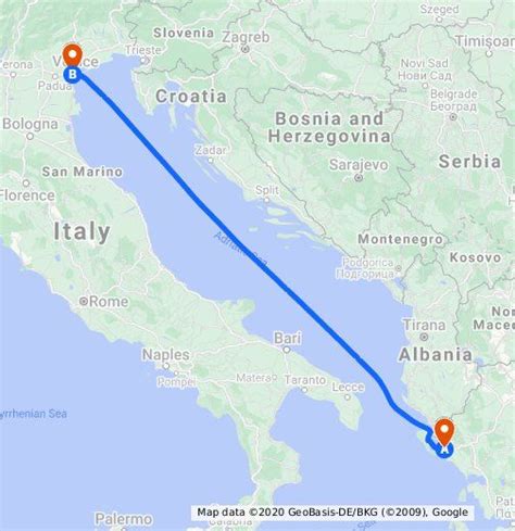 Venice to Igoumenitsa Ferry Route Map