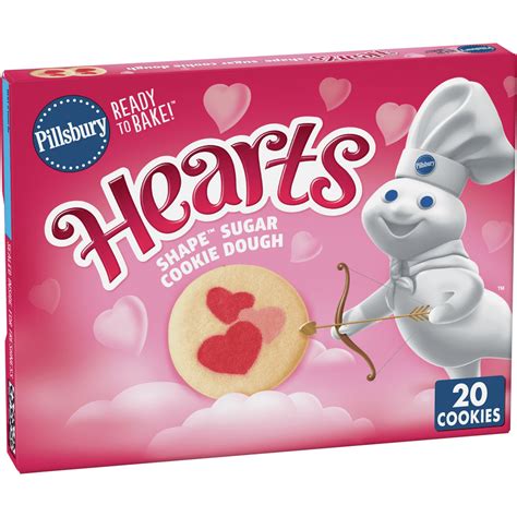 Pillsbury Ready to Bake! Hearts Shape Sugar Cookie Dough, 20 count, 9.1 oz - Walmart.com ...