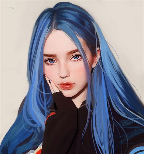 Blue-haired (practice), Luneva Anastasiya on ArtStation at https://www.artstation.com/artwork ...