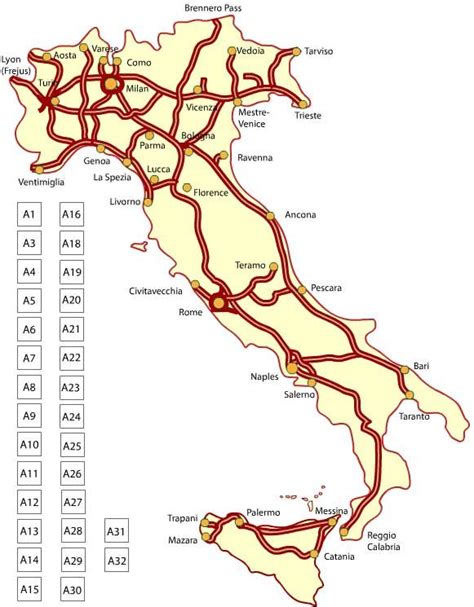 Italy Autostrada Map | Italia map, Stresa italy, Italy map