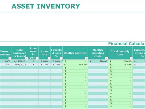 Asset Inventory Template - My Excel Templates