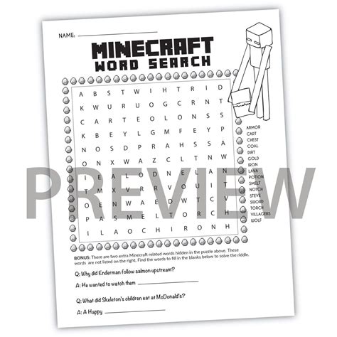 2 levels word search and 3 word scrambles WORD SEARCH This Minecraft Wordsearch includes 2 ...