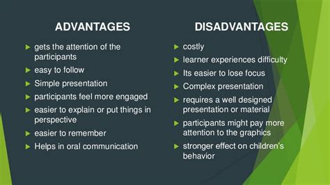 Advantages and disadvantages of visual media