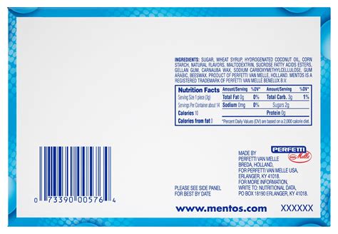 Mentos Nutrition Facts | Besto Blog