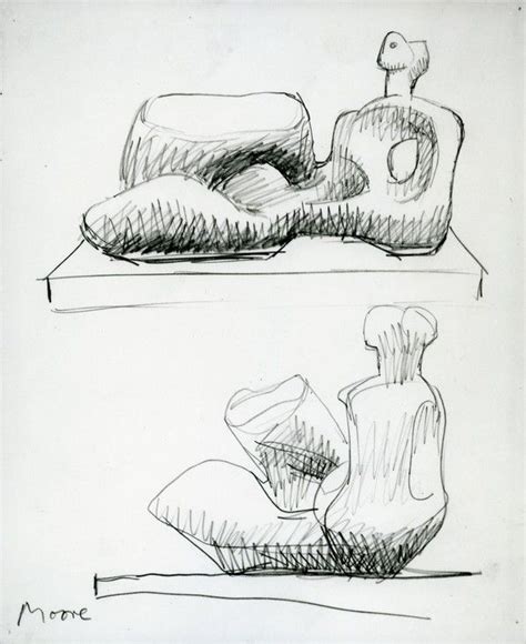 Henry Moore Drawing for Unesco Reclining Figure 1954–57 © The Henry Moore Foundation. All Rights ...