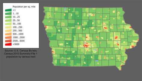 Iowa Population Density Map | Draw A Topographic Map