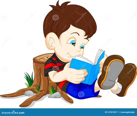 Cute Boy Reading Book Stock Vector - Image: 57201821