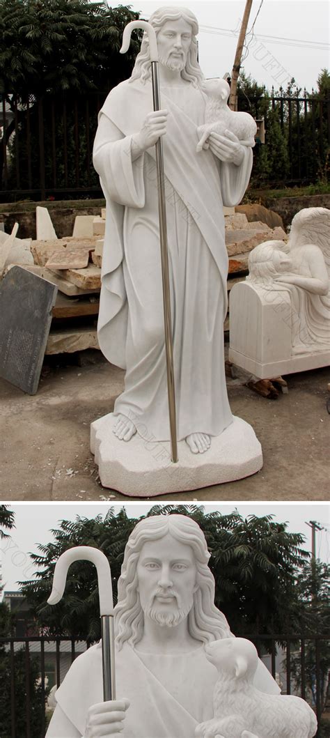 Religious Natural White Marble Jesus Shepherd Statue CHS-292 -You Fine Art Sculpture Limited.