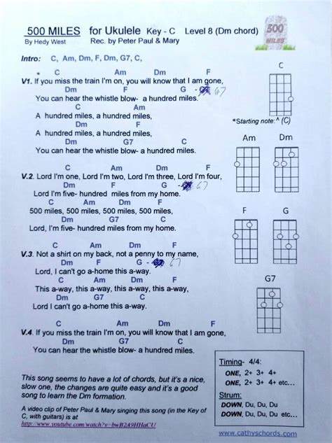 500 Miles | Ukulele chords songs, Just lyrics, Lyrics and chords