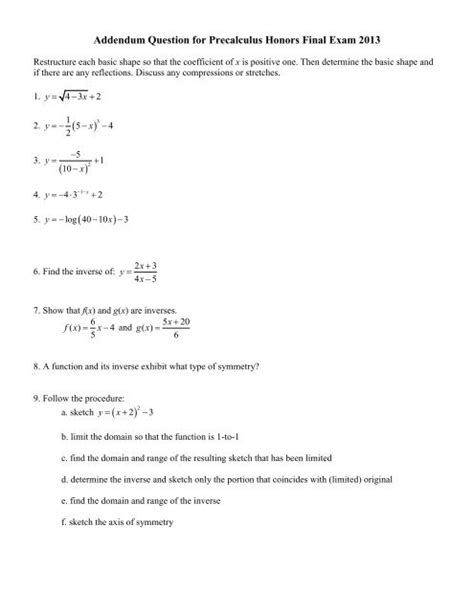 Honors Precalculus Worksheets : / Choose from 500 different sets of flashcards about honors ...