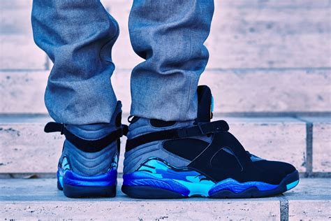 On Foot Look at the 2015 Air Jordan 8 Retro "Aqua" — Sneaker Shouts