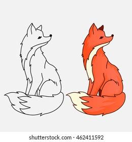 Red Fox Sitting Illustration Stock Vector (Royalty Free) 462411592 | Shutterstock