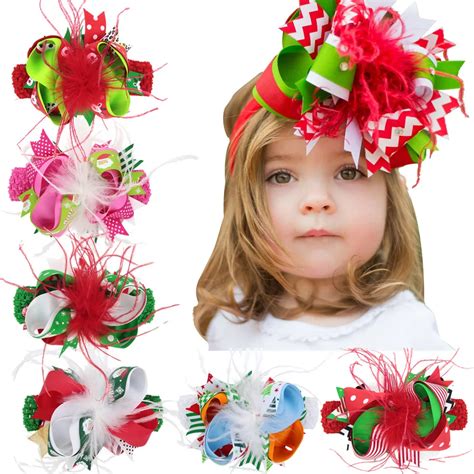 Aliexpress.com : Buy Christmas Large Hair Bow Headband Xmas Feather ...