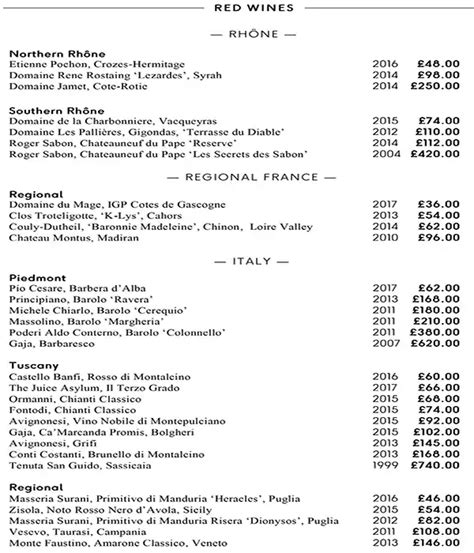 Menu at Simpson's in The Strand restaurant, London