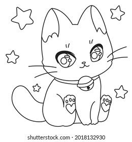 Cute Anime Cat Coloring Pages