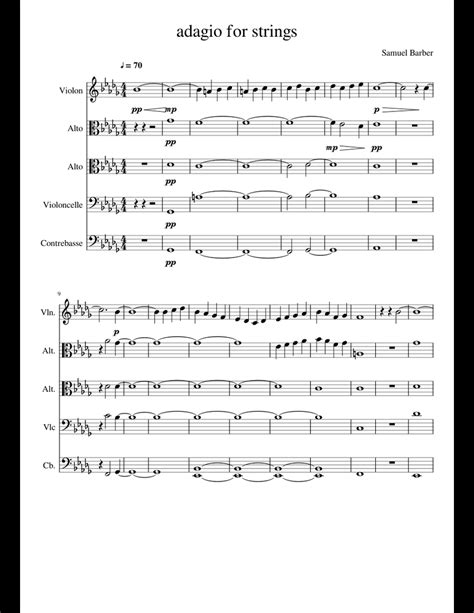 Adagio for strings sheet music for Violin, Viola, Cello, Contrabass download free in PDF or MIDI