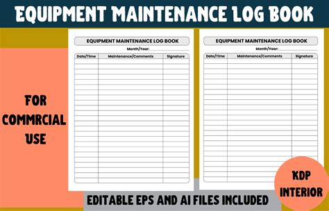 Equipment Maintenance Log Book Grafika przez Cool Worker · Creative Fabrica