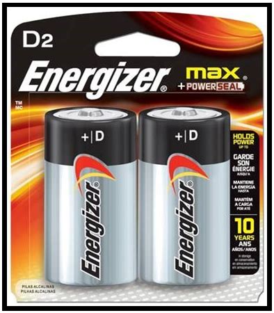 Energizer "D" Battery 2 Pack