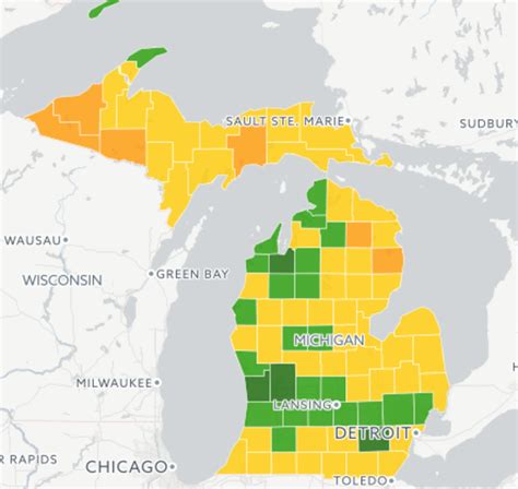 Population Map Of Michigan - Tourist Map Of English